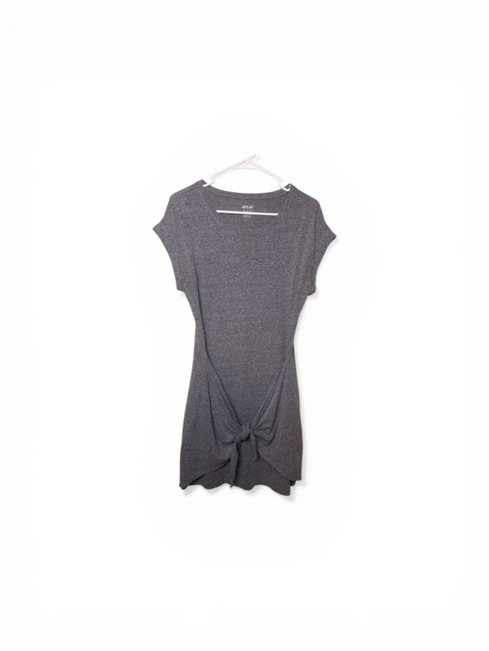 Aerie Gray Twist-Front Tee Dress